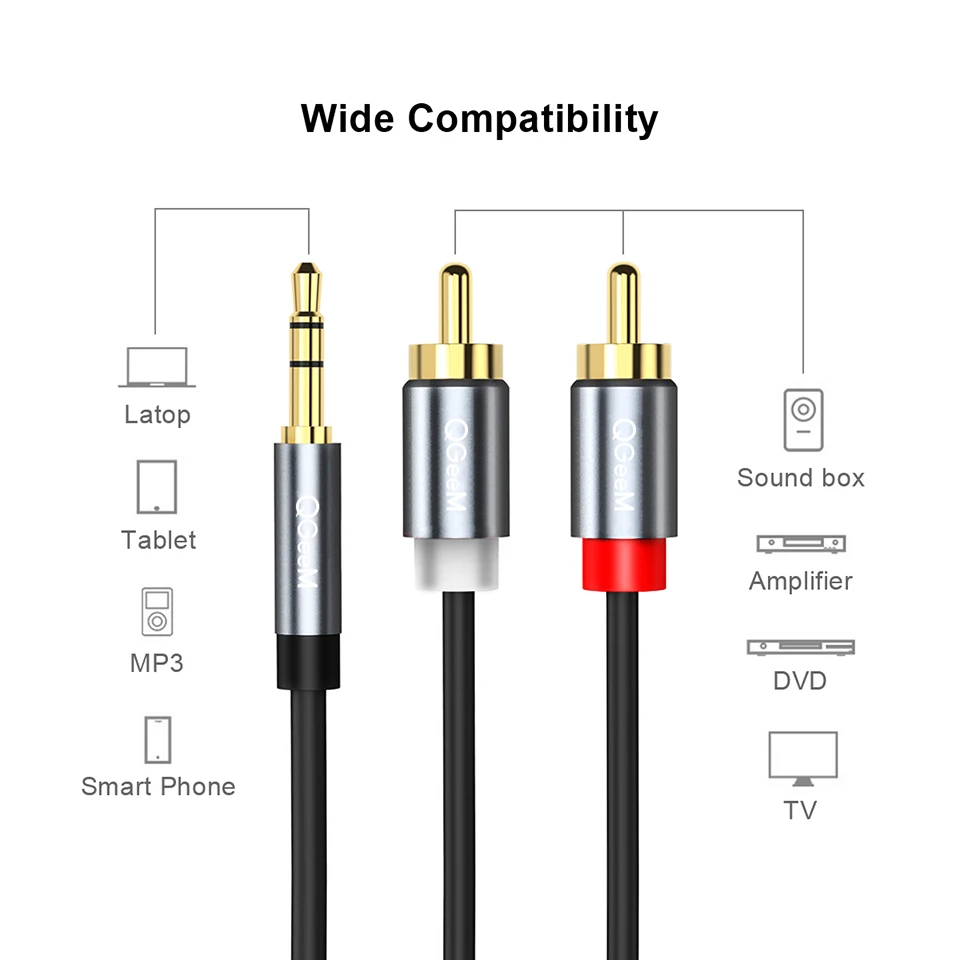 QGeeM RCA 케이블 2RCA-3.5 오디오 케이블 - Home Cinema Heos 리뷰 및 가격