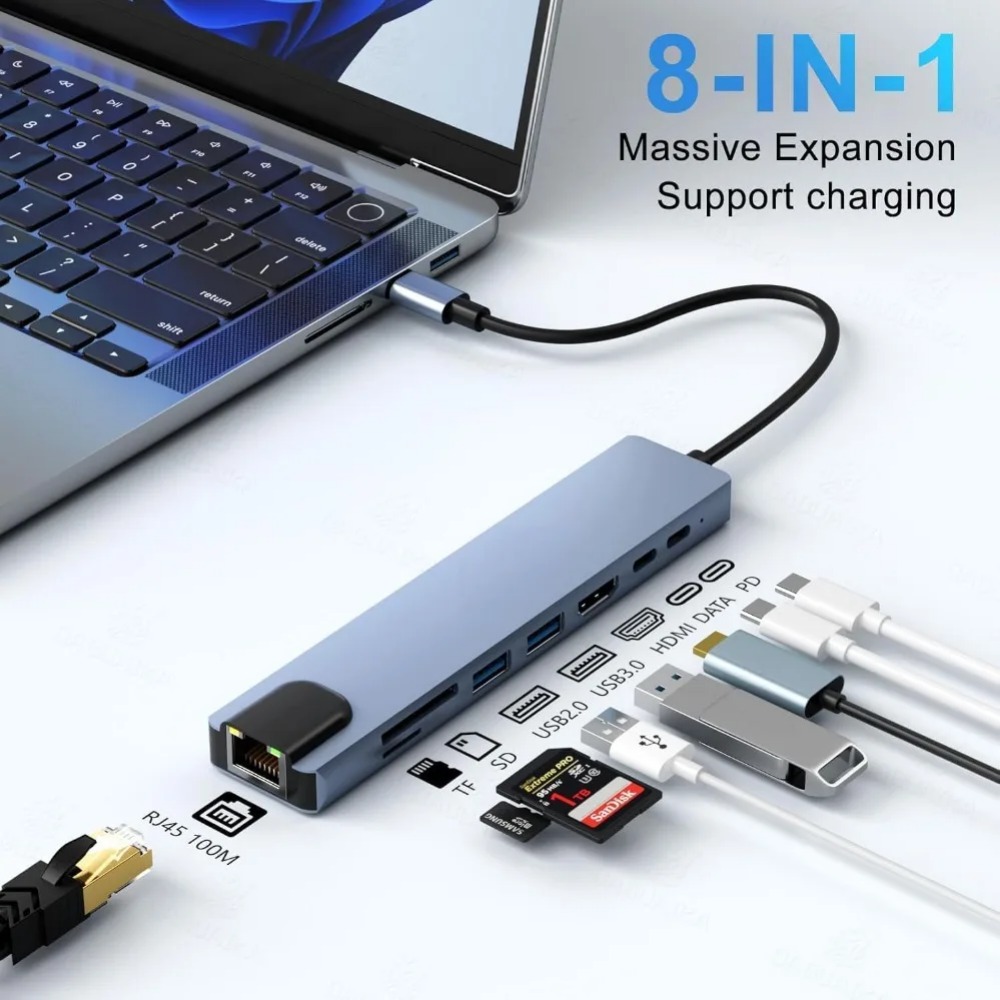 USB C 허브 8/7 in 1 4K HDMI 어댑터  - Home Cinema Usb 리뷰 및 가격