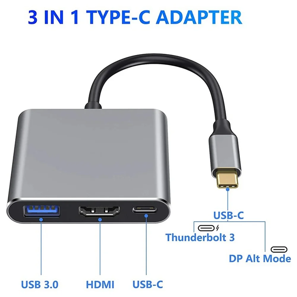 USB C 허브 3-in-1 멀티포트 어댑터, 4K H - Home Cinema Usb 리뷰 및 가격