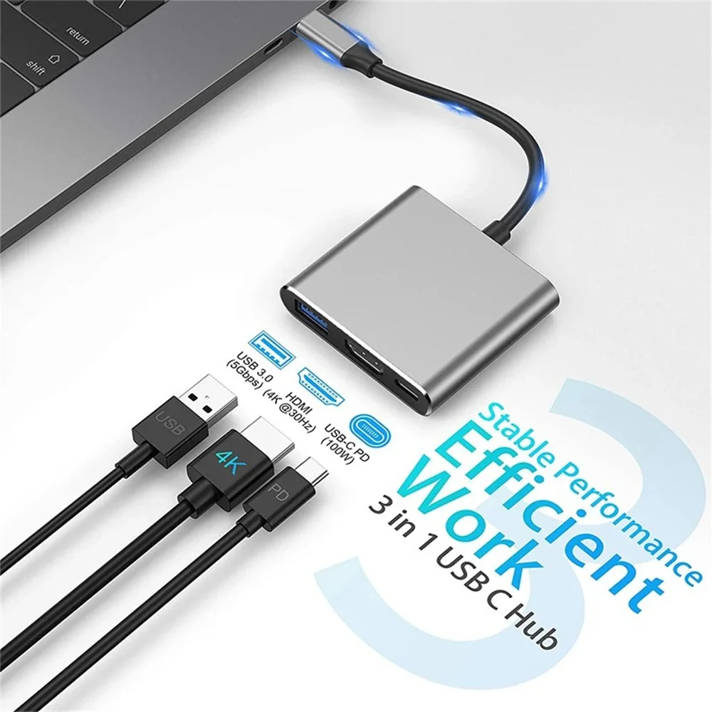 USB C 허브 3-in-1 멀티포트 어댑터, 4K H - Home Cinema Usb 리뷰 및 가격